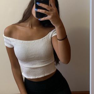 Brandy off the shoulder crop top
